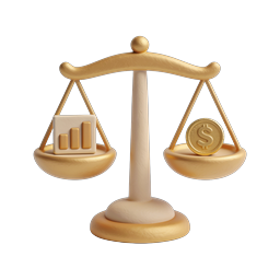 Finance Balance Scale Icon - Data vs Money 3D Render