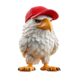 Bald Eagle with Red Cap - 3D Rendered Icon