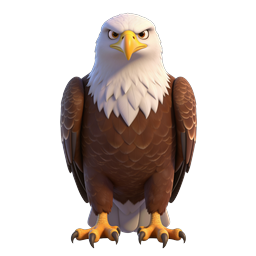 Icône de personnage aigle à tête blanche 3D - majestueux oiseau de proie