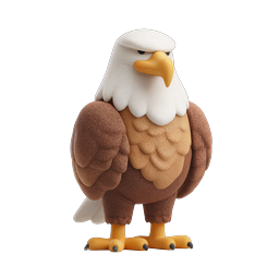 Bald Eagle Character Icon - 3D Knitted Wildlife Design