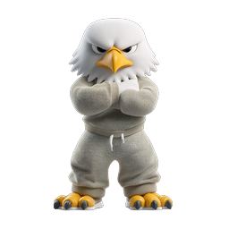 Fierce Bald Eagle Character Mascot 3D Render Icon