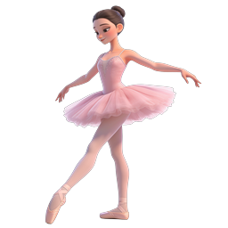 Graceful Ballerina Dancer 3D Render Icon