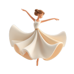Graceful Ballerina Dancing Icon - 3D Clay Style