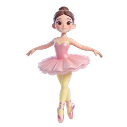 Süßes 3D-Ballerina-Icon | Charakter mit rosa Tutu