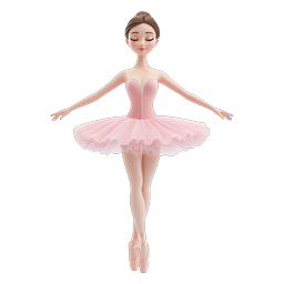 ไอคอน 3D นักบัลเล่ต์สวมชุดตูตูสีชมพู