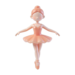 3D Ballerina Figure Icon - Graceful Ballet Pose