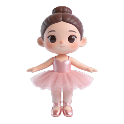Cute Ballerina Girl 3D Icon - Pink Ballet Dancer