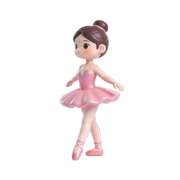 Cute 3D Ballerina Girl Icon - Pink Tutu Character