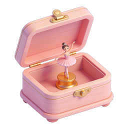 Ballerina Music Box - Elegant 3D Pink Treasure Icon