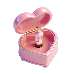 Ballerina Music Box Icon - Pink Heart Design