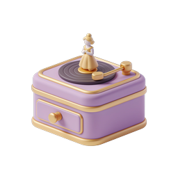 Ballerina Music Box Icon - 3D Clay Style