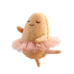 Adorable Ballerina Pastry Character Icon | 3D Food Mascot