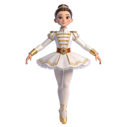 3D Ballerina Princess Character Icon - Elegant Dance Illustration