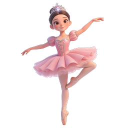 Cute Ballerina Princess 3D Character Icon