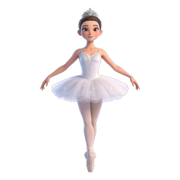 Ballerina Princess Icon - Elegant 3D Ballet Character