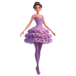 Purple Ballerina Character Icon - Elegant 3D Dance Illustration