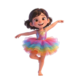 Cute Ballet Dancer Girl Rainbow Tutu 3D Icon