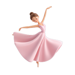 Elegant Ballet Dancer Icon - 3D Pink Ballerina