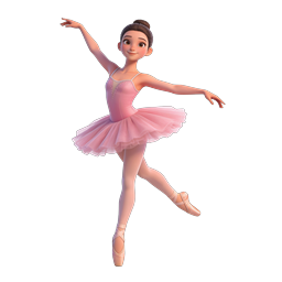 Pink Ballerina Dancer 3D Character Icon