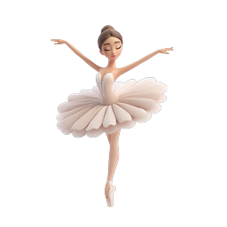ไอคอนนักเต้นบัลเล่ต์ที่สง่างาม | ตัวละครชุดตูตูสีชมพู 3D