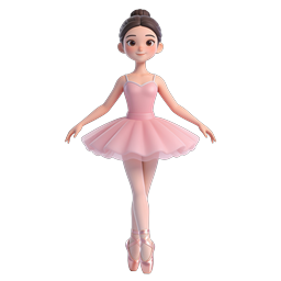 Ballet Girl 3D Character Icon | Elegant Young Dancer