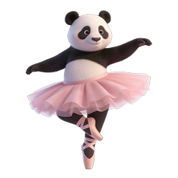 Adorable Ballet Panda 3D Icon - Cute Dancer Character
