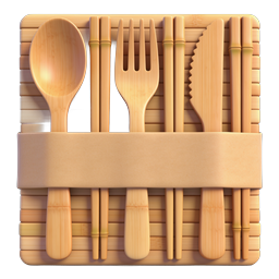Bamboo Cutlery Set Icon - Eco-Friendly Wooden Utensils