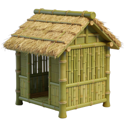 3D竹屋茅草顶图标 - 热带住所