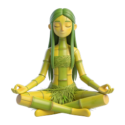 Bamboo Meditation Figure 3D Icon - Zen Wellness Design