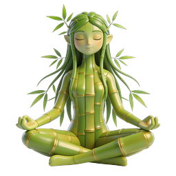 Bamboo Meditation Spirit - 3D Zen Nature Character Icon