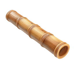 Realistic Bamboo Tube Icon - Natural Wood Segment