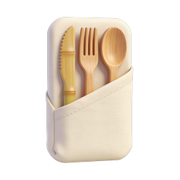 Eco-Friendly Bamboo Utensil Pouch Icon | Sustainable Cutlery Set