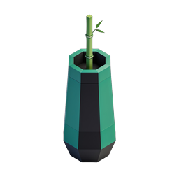 Low-Poly Bamboo Vase 3D Icon - Geometric Plant Design