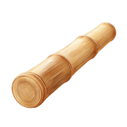 Realistic Bamboo Wooden Stick Icon with Natural Wood Texture