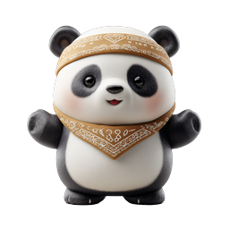 Icona personaggio panda adorabile con bandana | Simpatica mascotte 3D