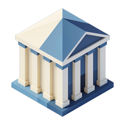 Isometric Bank Building Icon - Financial Institution Symbol