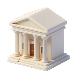 Stylized Bank Building Icon for Financial Themes