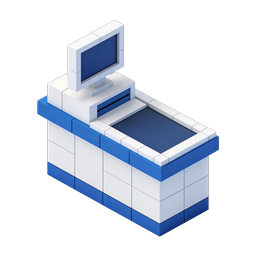 Icône de guichet bancaire isométrique - Design 3D bleu et blanc