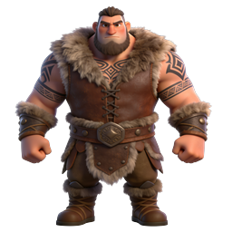 Fierce Barbarian Warrior 3D Character Icon