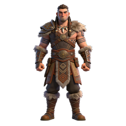 Barbarian Warrior 3D Character Icon for Fantasy Games