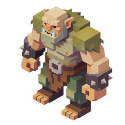 Fierce Barbarian Warrior Isometric Voxel Character Icon