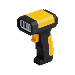 Isometric Voxel Barcode Scanner Icon - 3D Retail Tool