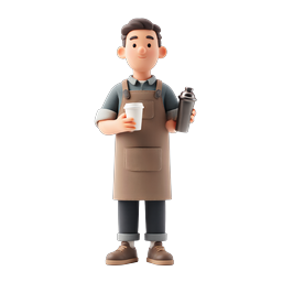 Icona 3D Barista - Personaggio in stile argilla