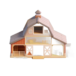 Charming 3D Barn Farm Icon for Agricultural Designs