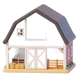 Icono 3D de casa granero encantadora para diseños rurales