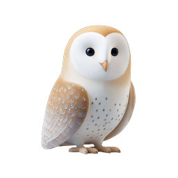 Cute 3D Barn Owl Icon - Realistic Wildlife Illustration