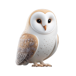 Barn Owl 3D Character Icon - Cute Wildlife Design