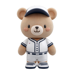Cute Baseball Bear Character 3D Icon - Adorable Sports Mascot