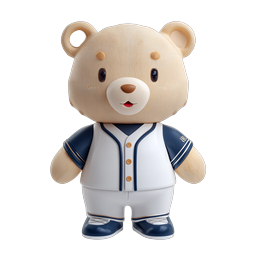 Cute Baseball Bear Mascot 3D Icon for Sports Branding