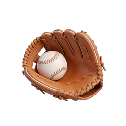 3D Baseball Glove and Ball Icon - Sports Equipment